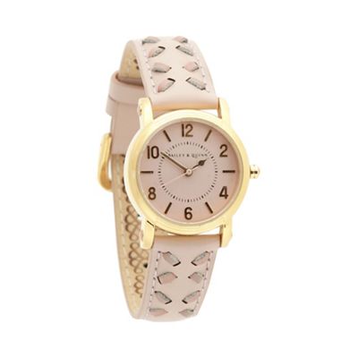 Ladies pink textured strap wrist watch